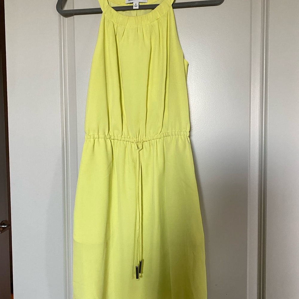 Banana Republic Yellow Ruched Tie Front Midi Dress